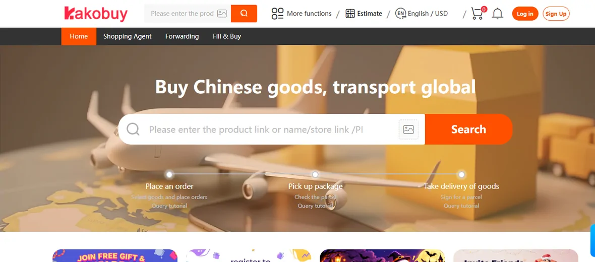 Strona główna Kakobuy z hasłem Buy Chinese goods, transport global i wyszukiwarką